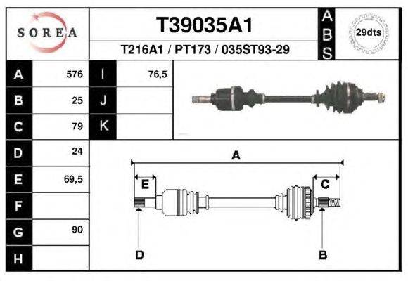 Приводной вал EAI T39035A1