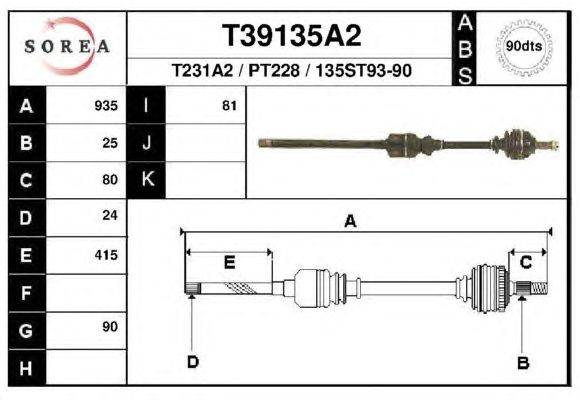 Приводной вал EAI T39135A2