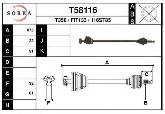 Приводной вал EAI T58116