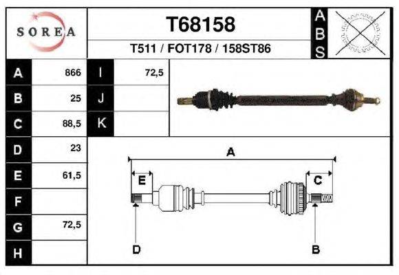 Приводной вал EAI T68158