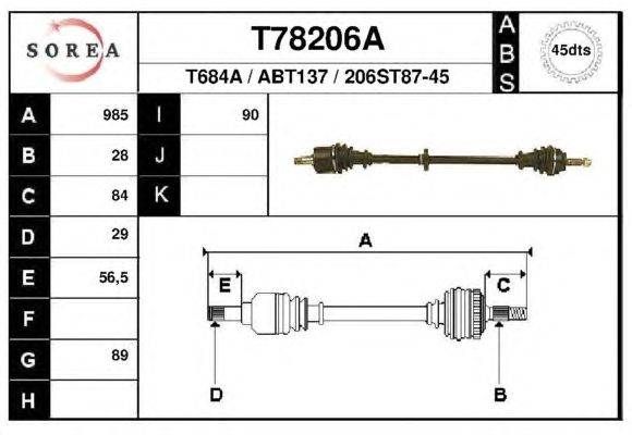 Приводной вал EAI T78206A