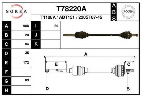 Приводной вал EAI T78220A