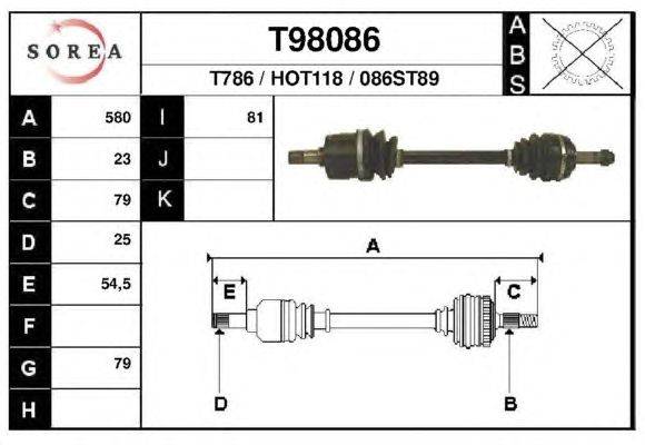 Приводной вал EAI T98086