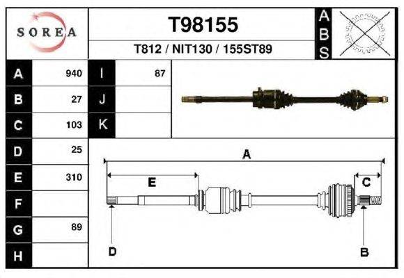 Приводной вал EAI T98155