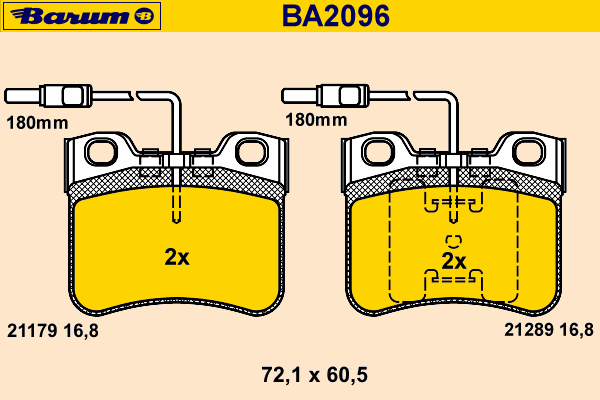 Комплект тормозных колодок, дисковый тормоз BARUM 21179