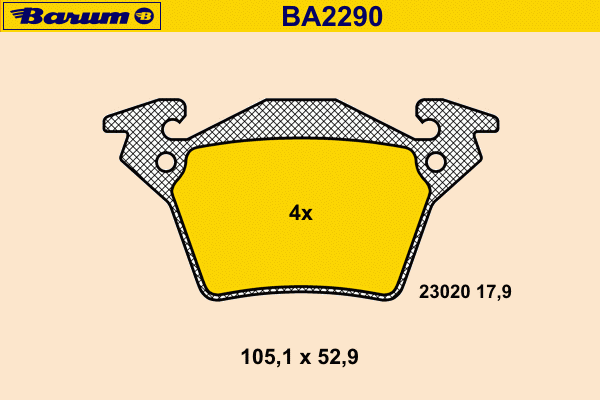 Комплект тормозных колодок, дисковый тормоз BARUM BA2290