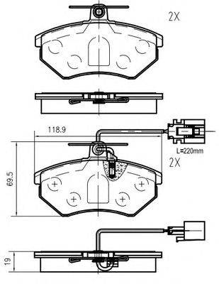 Комплект тормозных колодок, дисковый тормоз VAG 357698151C