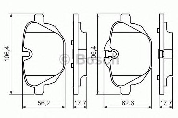 Комплект тормозных колодок, дисковый тормоз BOSCH 0986494432