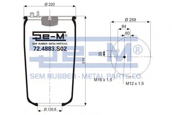 Кожух пневматической рессоры SEM LASTIK 72.4883.S02