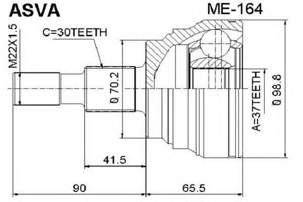 Шарнирный комплект, приводной вал ASVA ME164