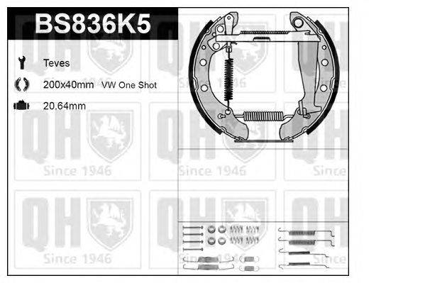 Комплект тормозов, барабанный тормозной механизм QUINTON HAZELL BS836K5