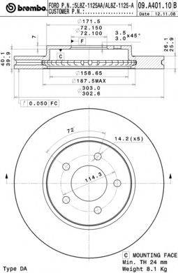 Тормозной диск BREMBO 09.A401.10
