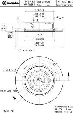 Тормозной диск BREMBO 09.B309.10