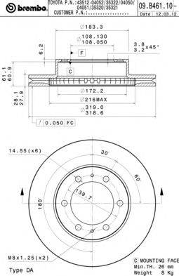 Тормозной диск BREMBO 09.B461.10