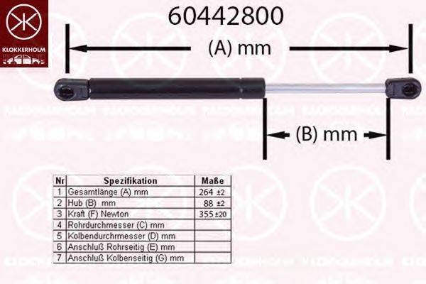 Газовая пружина, капот KLOKKERHOLM 60442800