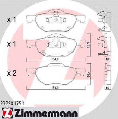 Комплект тормозных колодок, дисковый тормоз ZIMMERMANN 23720.175.1