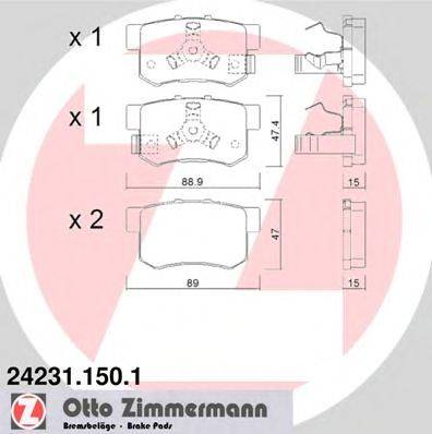 Комплект тормозных колодок, дисковый тормоз ZIMMERMANN 24231