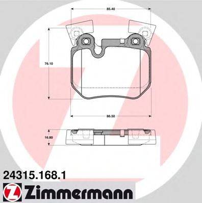 Комплект тормозных колодок, дисковый тормоз ZIMMERMANN 243151681