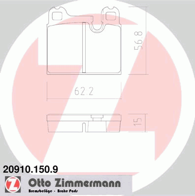 Комплект тормозных колодок, дисковый тормоз ZIMMERMANN 20910.150.9