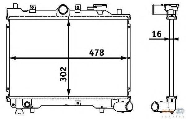 Радиатор, охлаждение двигателя HELLA 8MK376708191