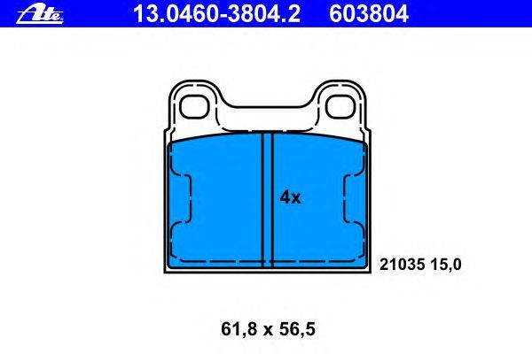 Комплект тормозных колодок, дисковый тормоз ATE 13.0460-3804.2