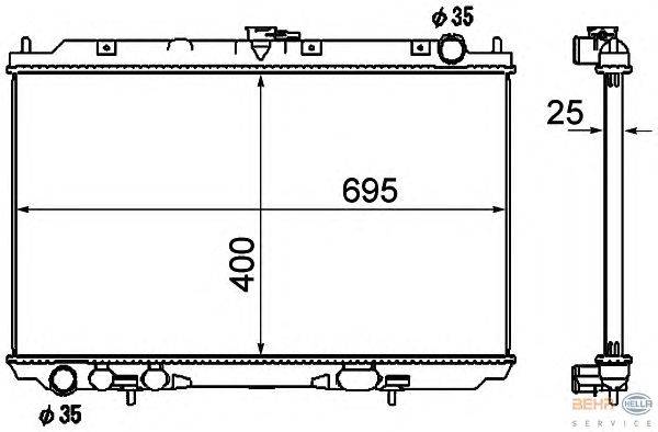 Радиатор, охлаждение двигателя BEHR HELLA SERVICE 8MK 376 790-291