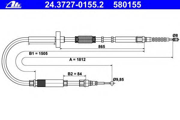 Трос, стояночная тормозная система ATE 24.3727-0155.2