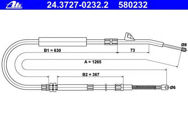 Трос, стояночная тормозная система ATE 24.3727-0232.2