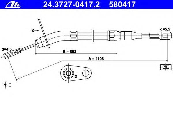 Трос, стояночная тормозная система ATE 24.3727-0417.2