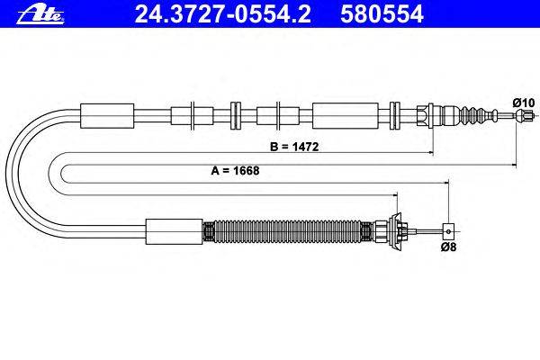 Трос, стояночная тормозная система ATE 24.3727-0554.2