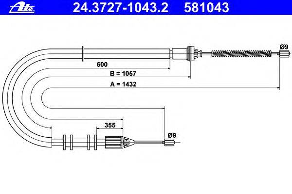 Трос, стояночная тормозная система ATE 24.3727-1043.2