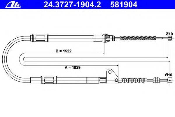 Трос, стояночная тормозная система ATE 24.3727-1904.2