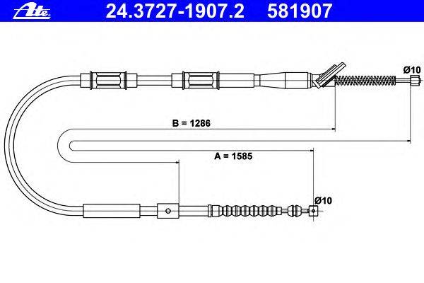 Трос, стояночная тормозная система ATE 24.3727-1907.2