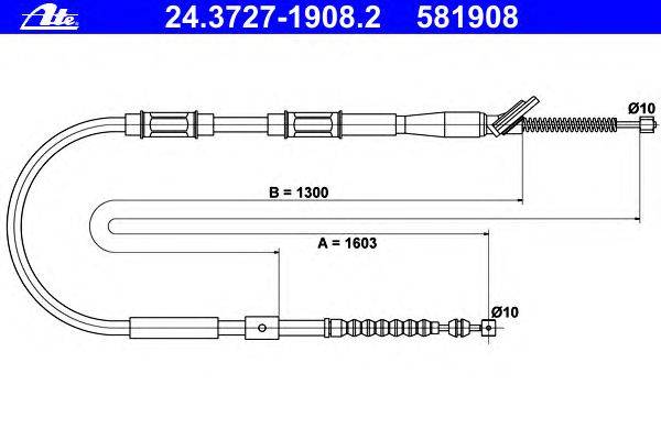 Трос, стояночная тормозная система ATE 24.3727-1908.2