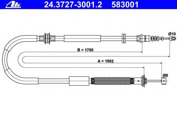 Трос, стояночная тормозная система ATE 24.3727-3001.2