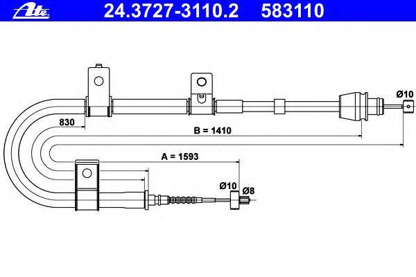 Трос, стояночная тормозная система ATE 24.3727-3110.2