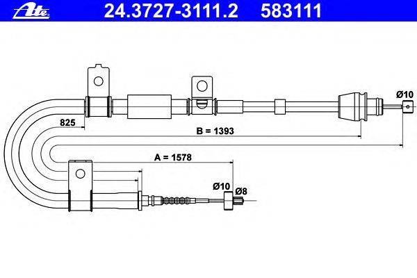Трос, стояночная тормозная система ATE 24.3727-3111.2