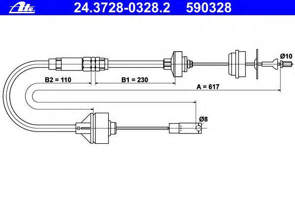 Трос, управление сцеплением ATE 24.3728-0328.2