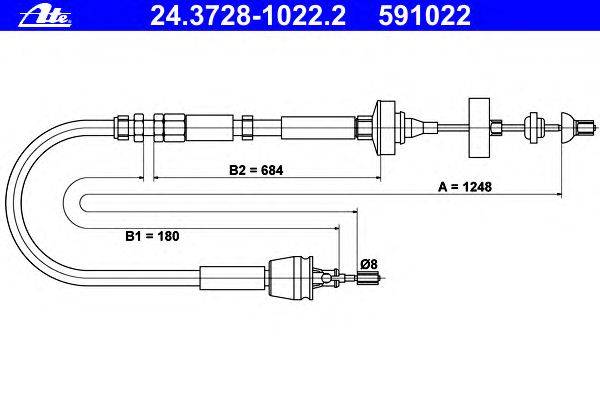 Трос, управление сцеплением ATE 24.3728-1022.2