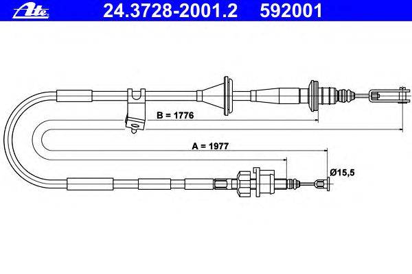 Трос, управление сцеплением ATE 24.3728-2001.2
