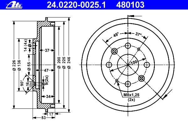 Тормозной барабан OMC 100983