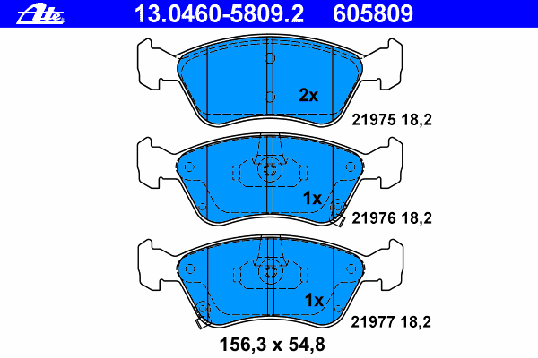 Комплект тормозных колодок, дисковый тормоз ATE 21975