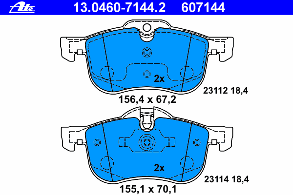Комплект тормозных колодок, дисковый тормоз ATE 13.0460-7144.2