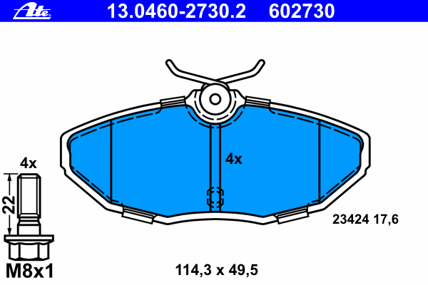 Комплект тормозных колодок, дисковый тормоз ATE 23424