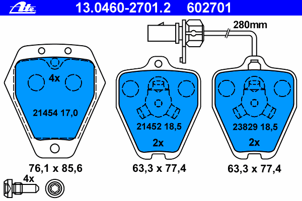 Комплект тормозных колодок, дисковый тормоз ATE 13046027012