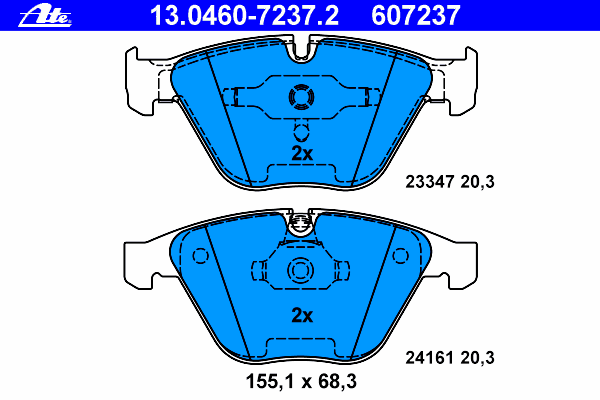 Комплект тормозных колодок, дисковый тормоз ATE 13046072372