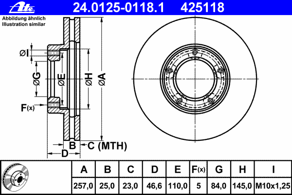 Тормозной диск ATE 24.0125-0118.1