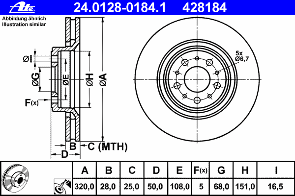 Тормозной диск ATE 24.0128-0184.1