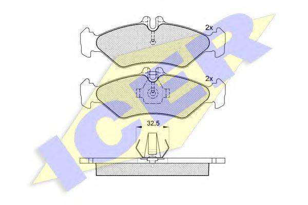 Комплект тормозных колодок, дисковый тормоз ICER 141102046