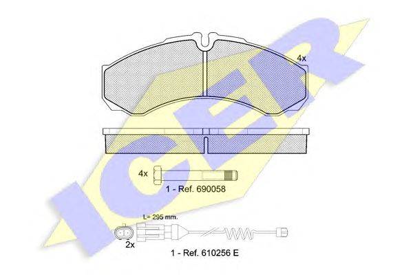 Комплект тормозных колодок, дисковый тормоз ICER 141208-117